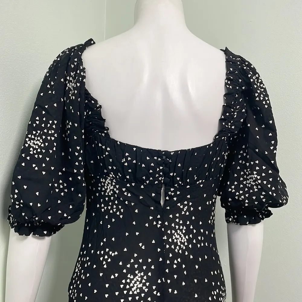 ANTHROPOLOGIE black and white mini heart print dress size small - Image 14