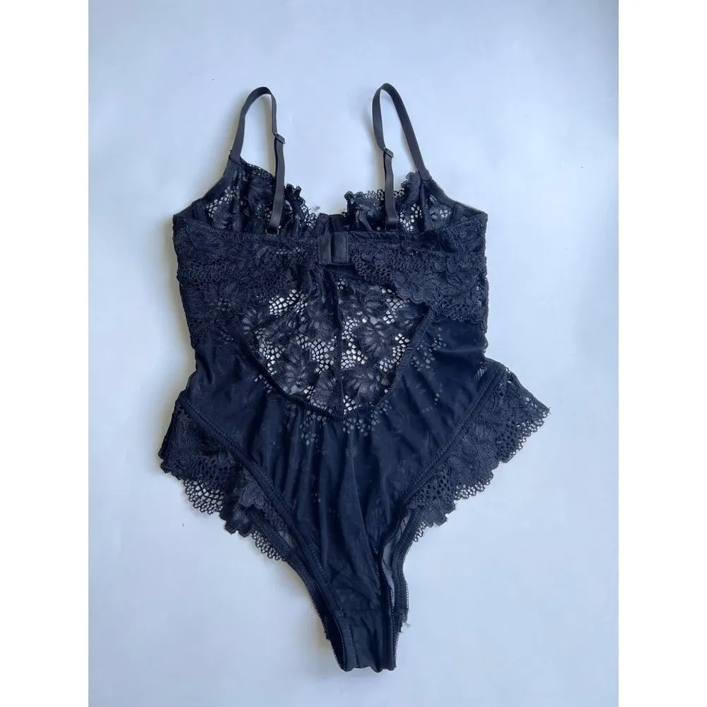 OH LA LA CHERI Women's Unlined Lace Lingerie Teddy with Underwire Black size Sma - Image 2