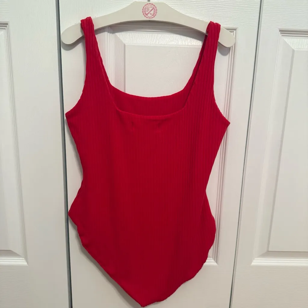 Mara Hoffman Percy Red Ribbed Bodysuit - Image 4