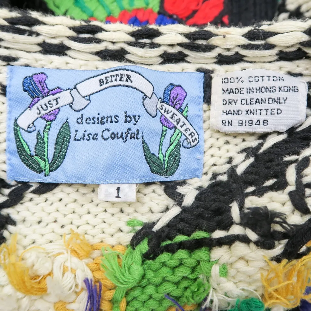 Vintage 90s Just Better Sweater designs by Lisa Coufal Rooster Cardigan Sweater Black Size XL - Image 15