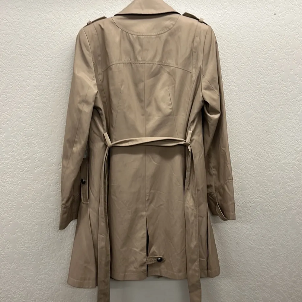 VIA SPIGA Tan Spring Double Breasted Button Front Trench Coat Size Medium - Image 9