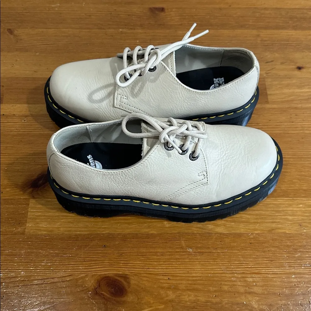 Dr. Martens Cream Leather Platform Shoes - Image 9