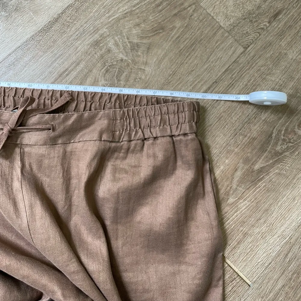 Coldwater Creek Linen Blend Pull On Pants Brown Pockets Elastic Waist ~ XL 18 - Image 13