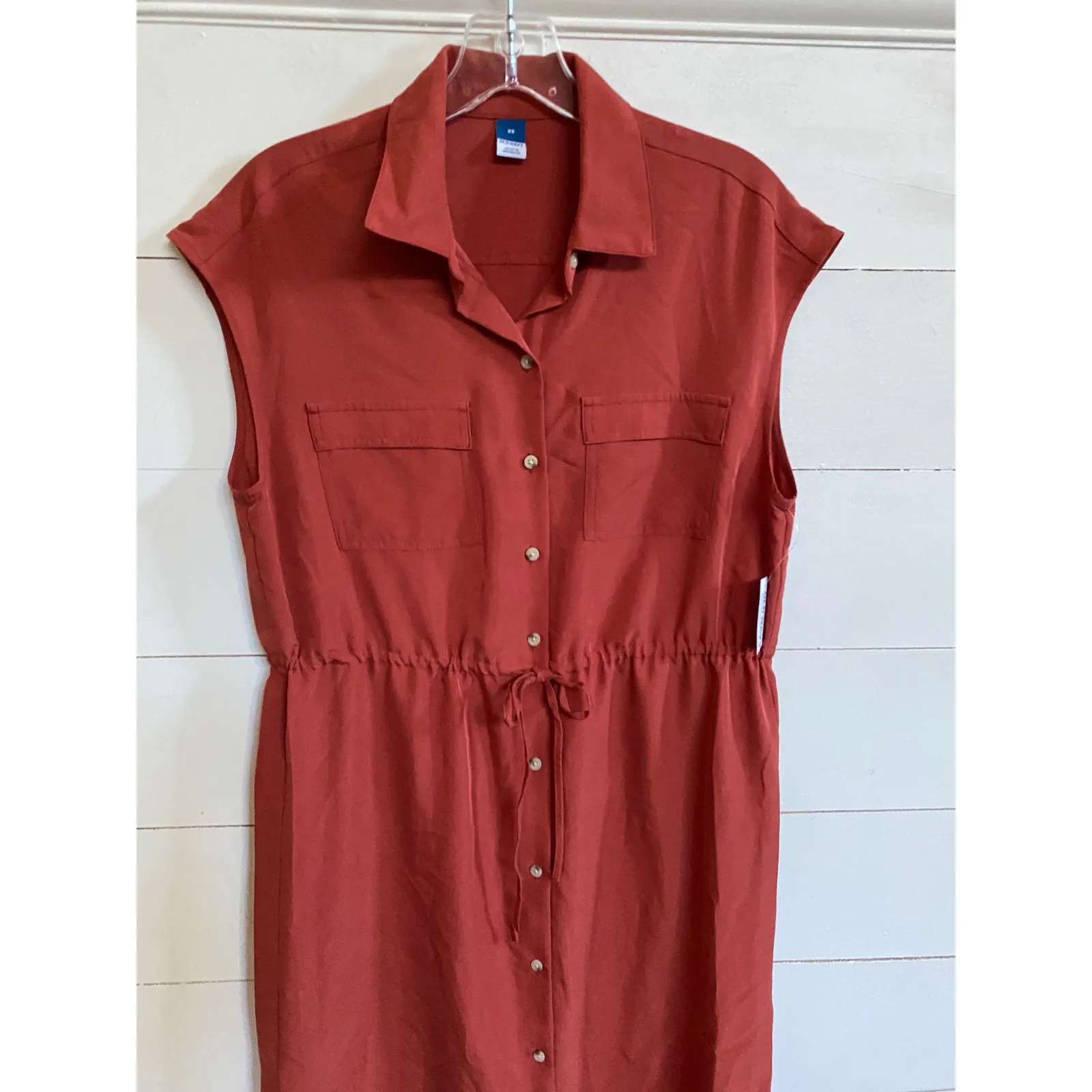 Old Navy Short Sleeve Double Pocket Bronzed Amber Waist Defined Dress - XS NWT - Image 13