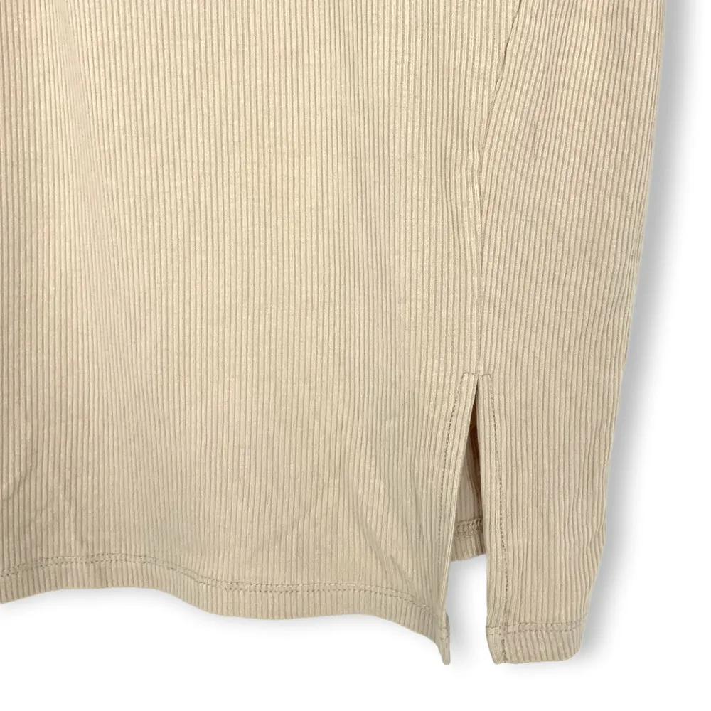 BP by Nordstrom | NWT | XL | Fitted Slit Long Sleeve Rib Dress In Tan Boulder - Image 3