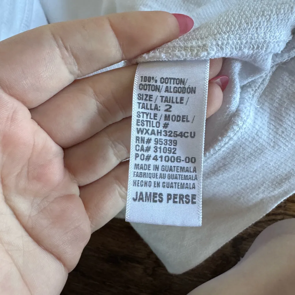 James Perse Standard 100% Cotton Pullover Hoodie 2 Small White Lightweight - Image 5
