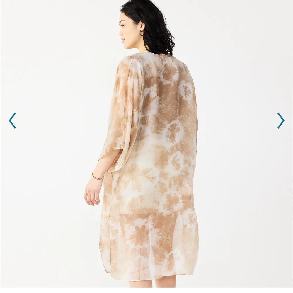 Sonoma Radial tie dye kimono tan white coverup - Image 2