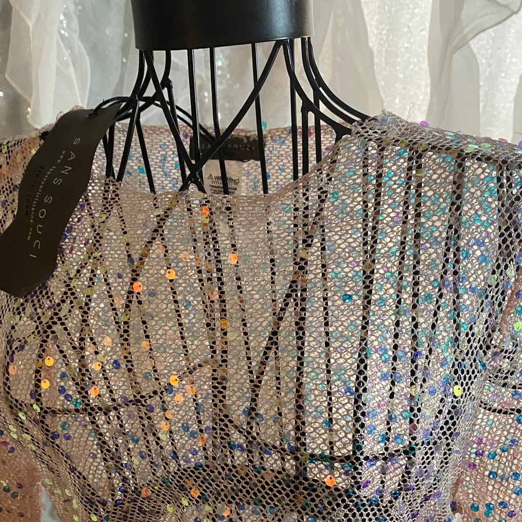 Sans Souci Iridescent Sequin Mesh Top - Image 3