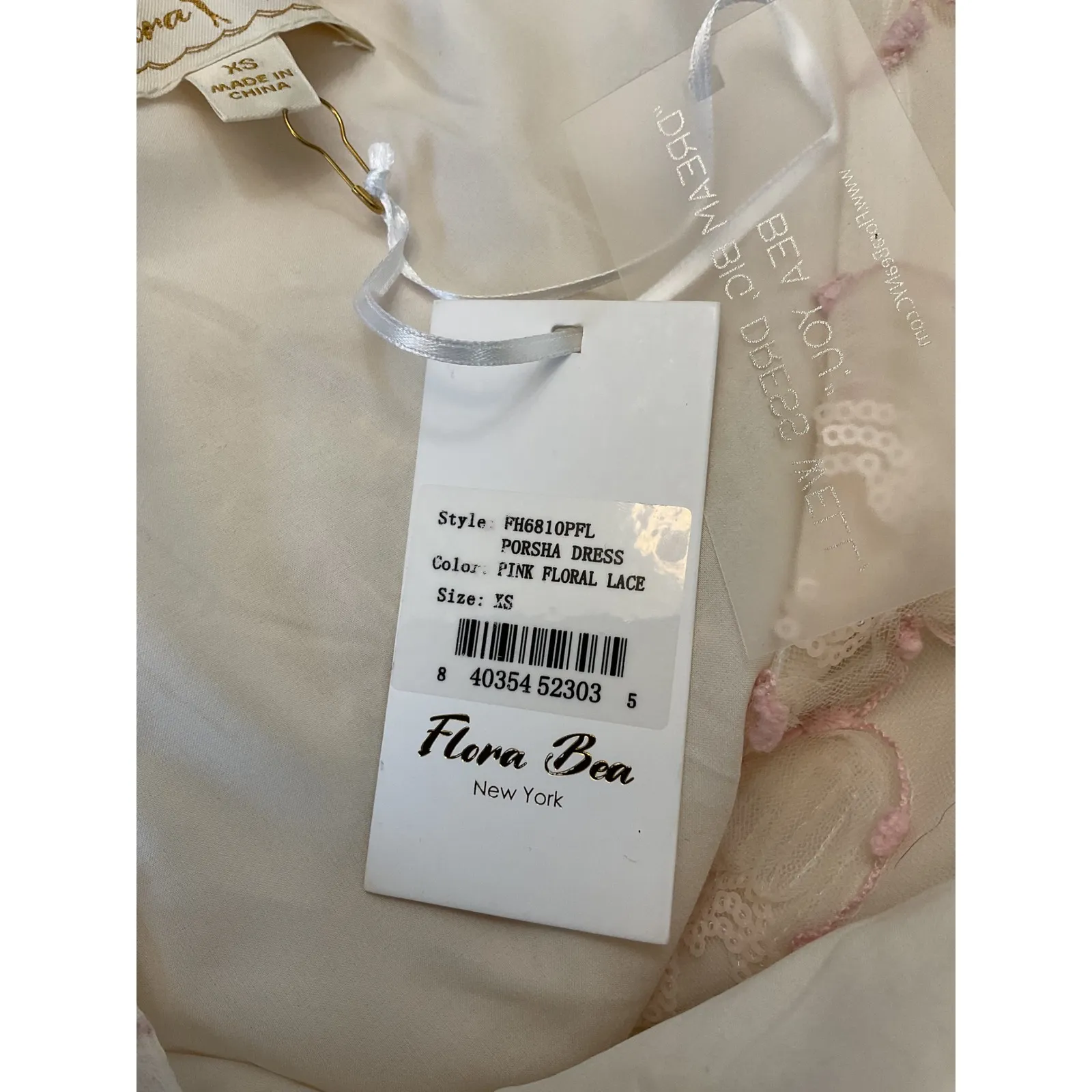 Flora Bea Porsha Dress Pink Floral Lace Maxi Wrap V Neck Cap Sleeve XS - Image 9