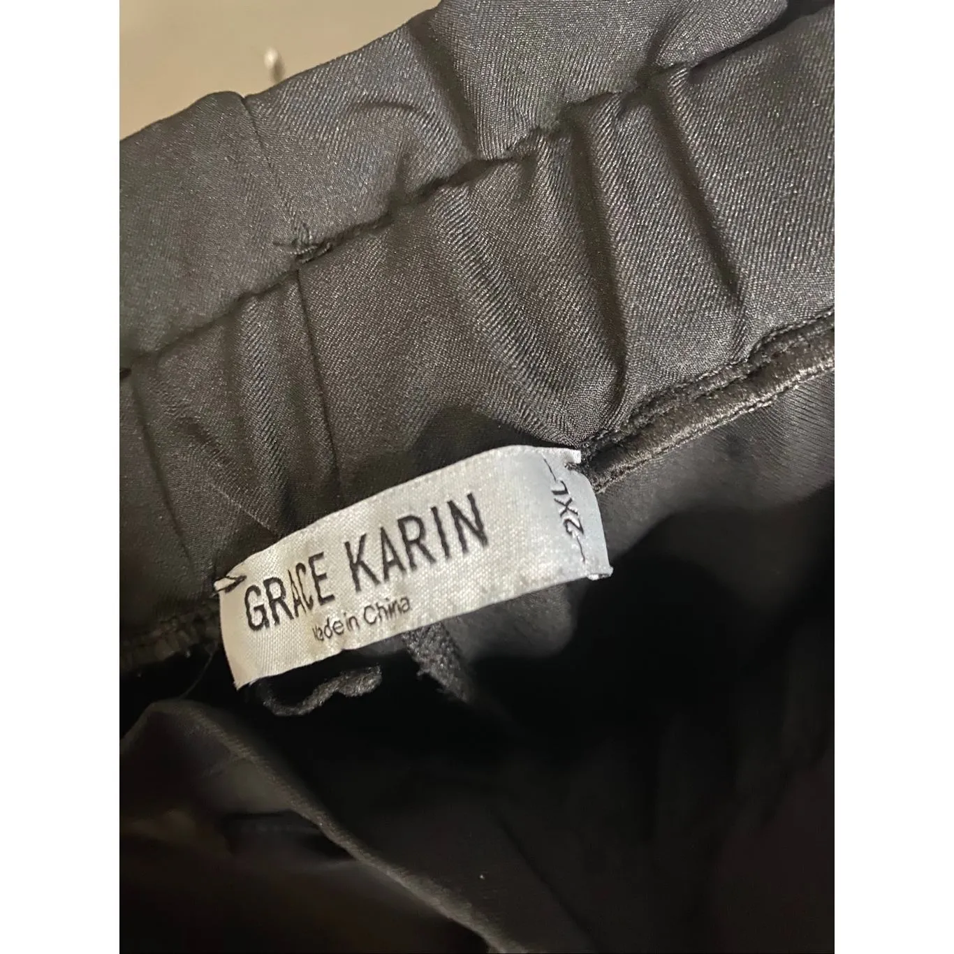 Grace Karin Black Pull On Drawstring Jogger Dress Pants Size 2XL - Image 6