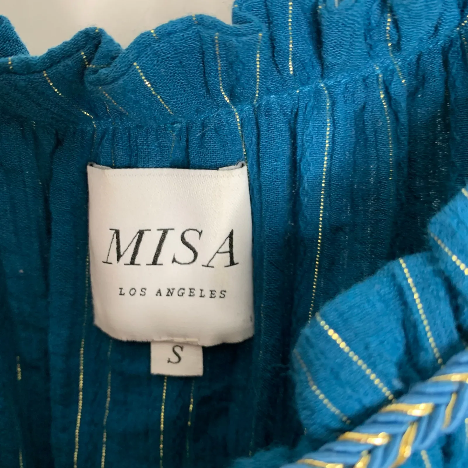 MISA Mini Rosella Ruffle Dress Turquoise Womens Small - Image 14