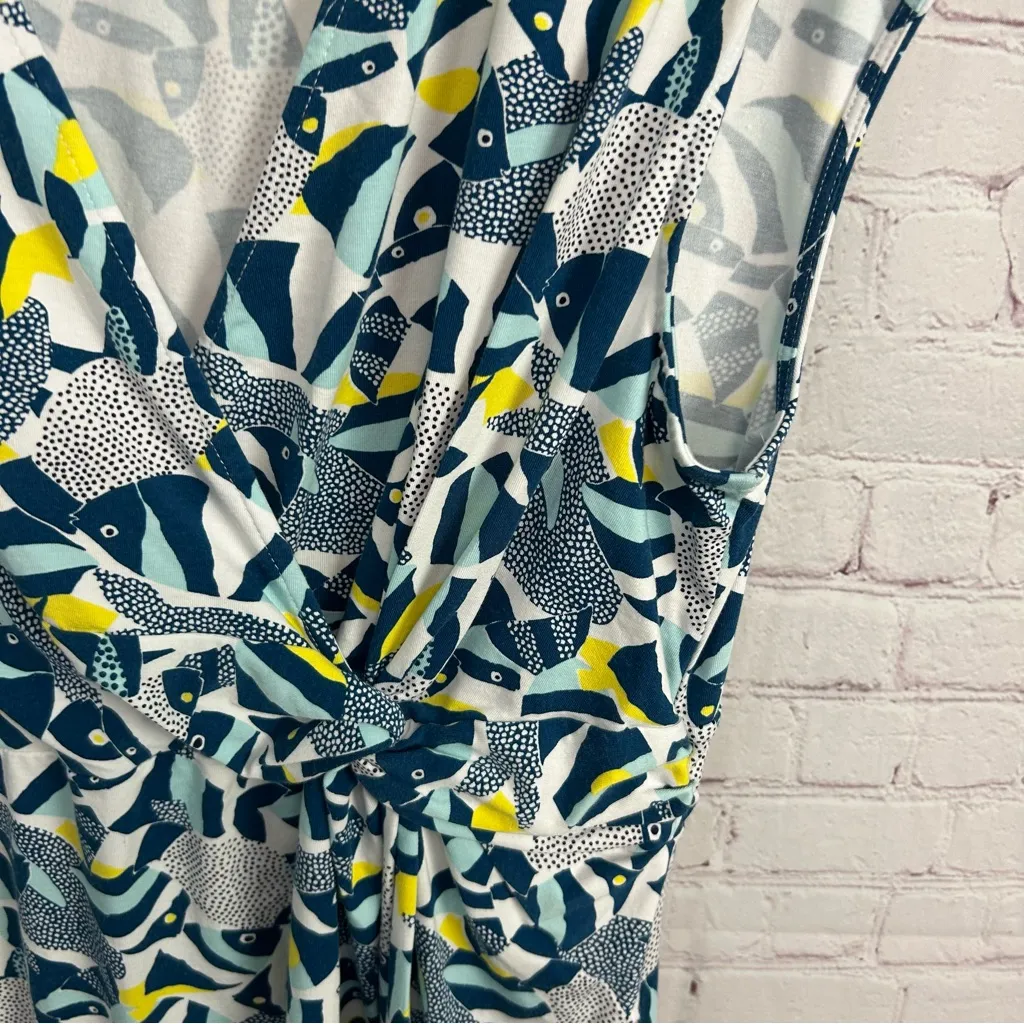 Land's End faux wrap flared fish printed active dress size XL nautical preppy - Image 3