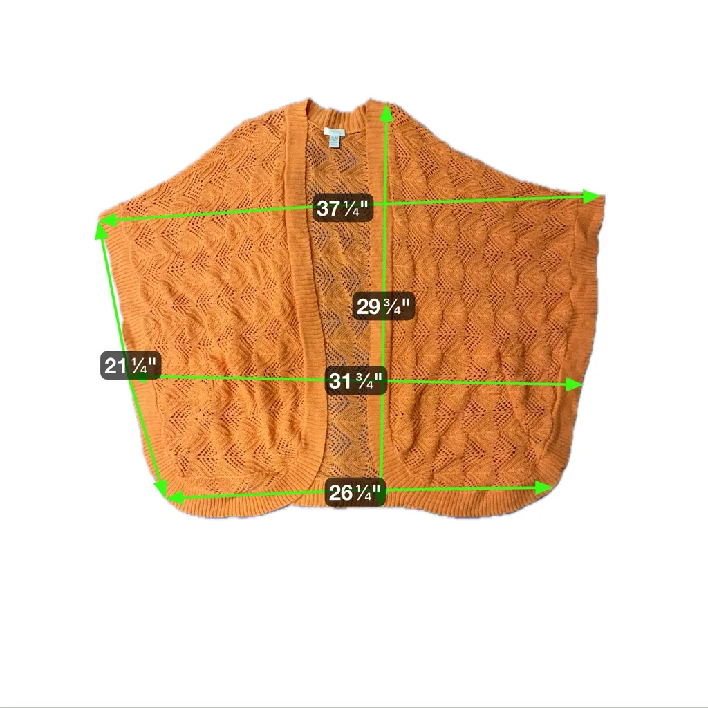 Chico's Vibrant Orange 100% Cotton Crochet Knit Batwing Sweater - Size S/M - Image 2