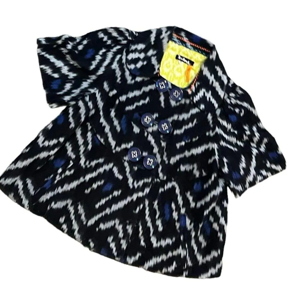 ANTHROPOLOGIE TAIKONHU cropped short sleeve blazer jacket small blue - Image 3