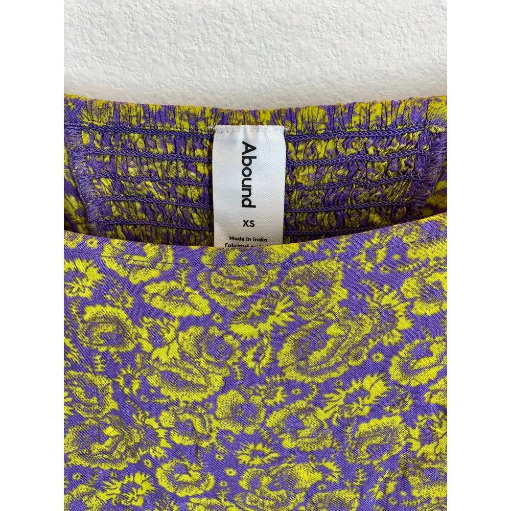 ABOUND NWT XS Floral Print Smock Top In Purple- Green Rosy Rose - Image 3