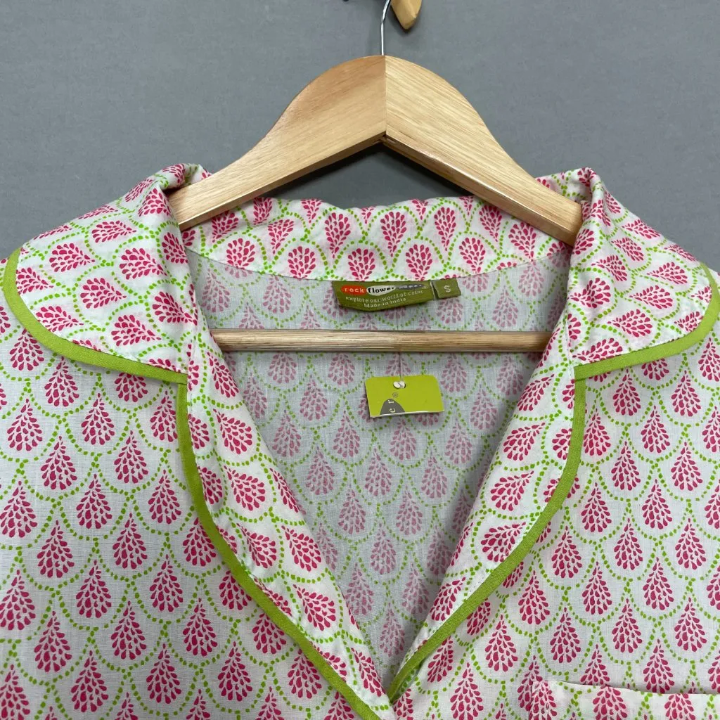 Rock Flower Paper Sleepshirt Nightgown Pajamas Ingrid Pink NWT FLAW Shell Button White - Image 9