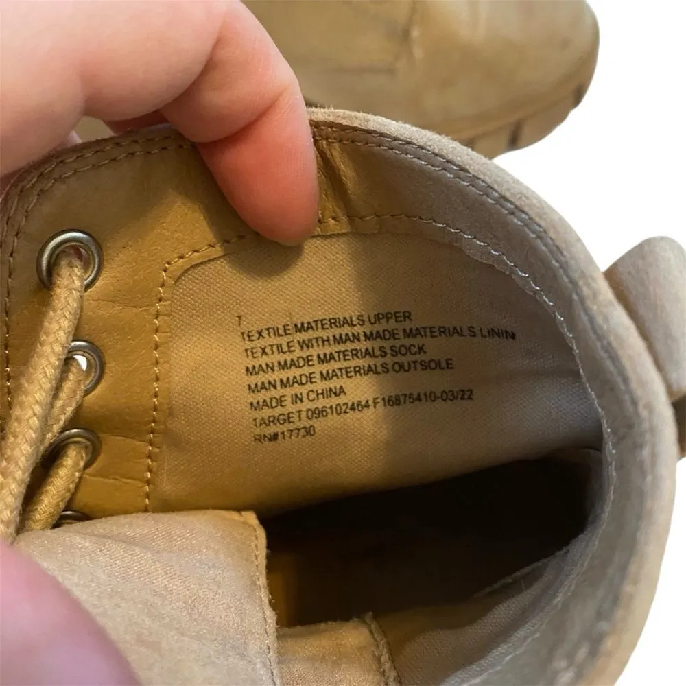 Universal Thread Tan Faux Suede Combat Fashion Heeled Ankle Boots Size 7 - Image 8