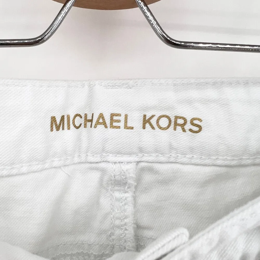 Michael Kors US 4 Womens White Distressed Low Rise Izzy Cropped Skinny Jeans - Image 10