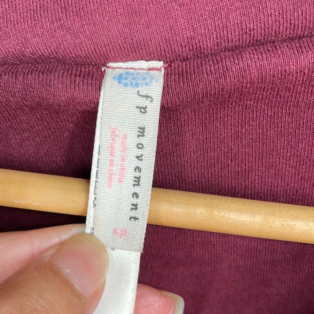 Free People Run My Way Fleece Sherpa Jacket Oversized Plush Hoodie‎ Maroon Small - Image 9