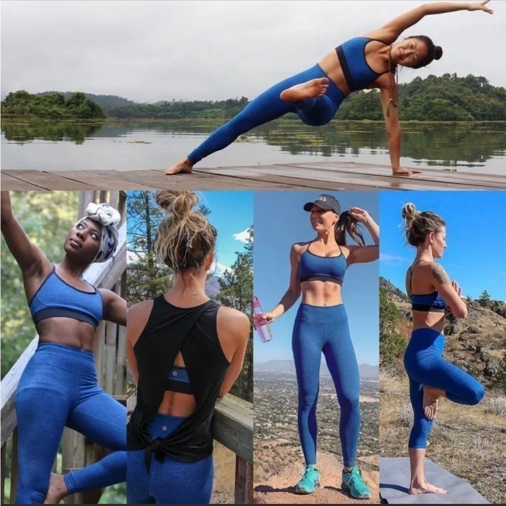 Manduka YOGA crop leggings pants indigo Moroccan blue XSMALL - Image 5