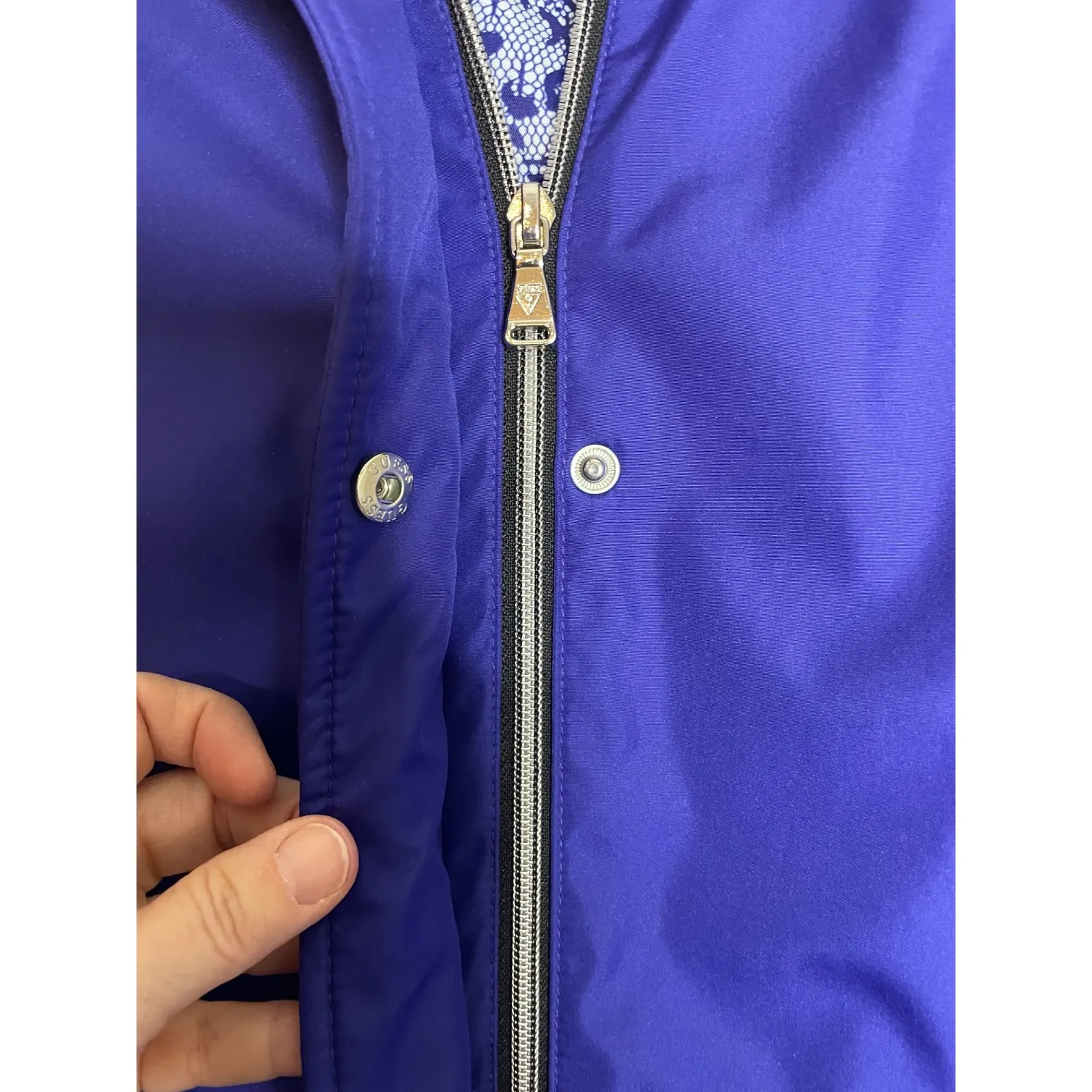 Guess Womens Small Purple Coat Jacket Pockets Hooded Outdoor‎ Travel Preppy Boho - Image 3