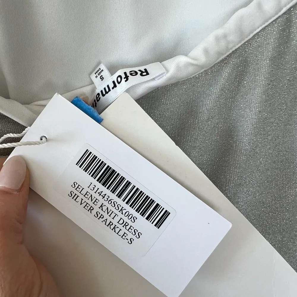 REFORMATION SELENE KNIT DRESS - SILVER SPARKLES - Image 9