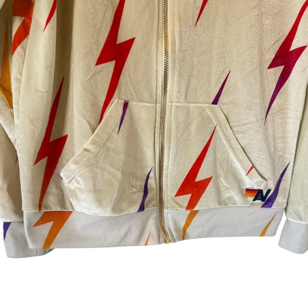 Aviator Nation Velvet Lightning Bolt Zip Up Hoodie - Image 9