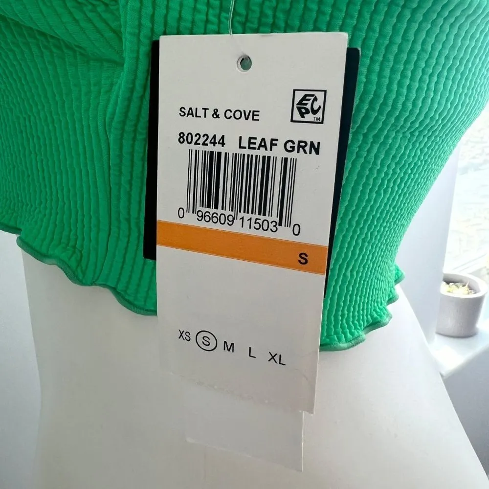 SALT + COVE Women Green Stretch Ruffled O - Image 6