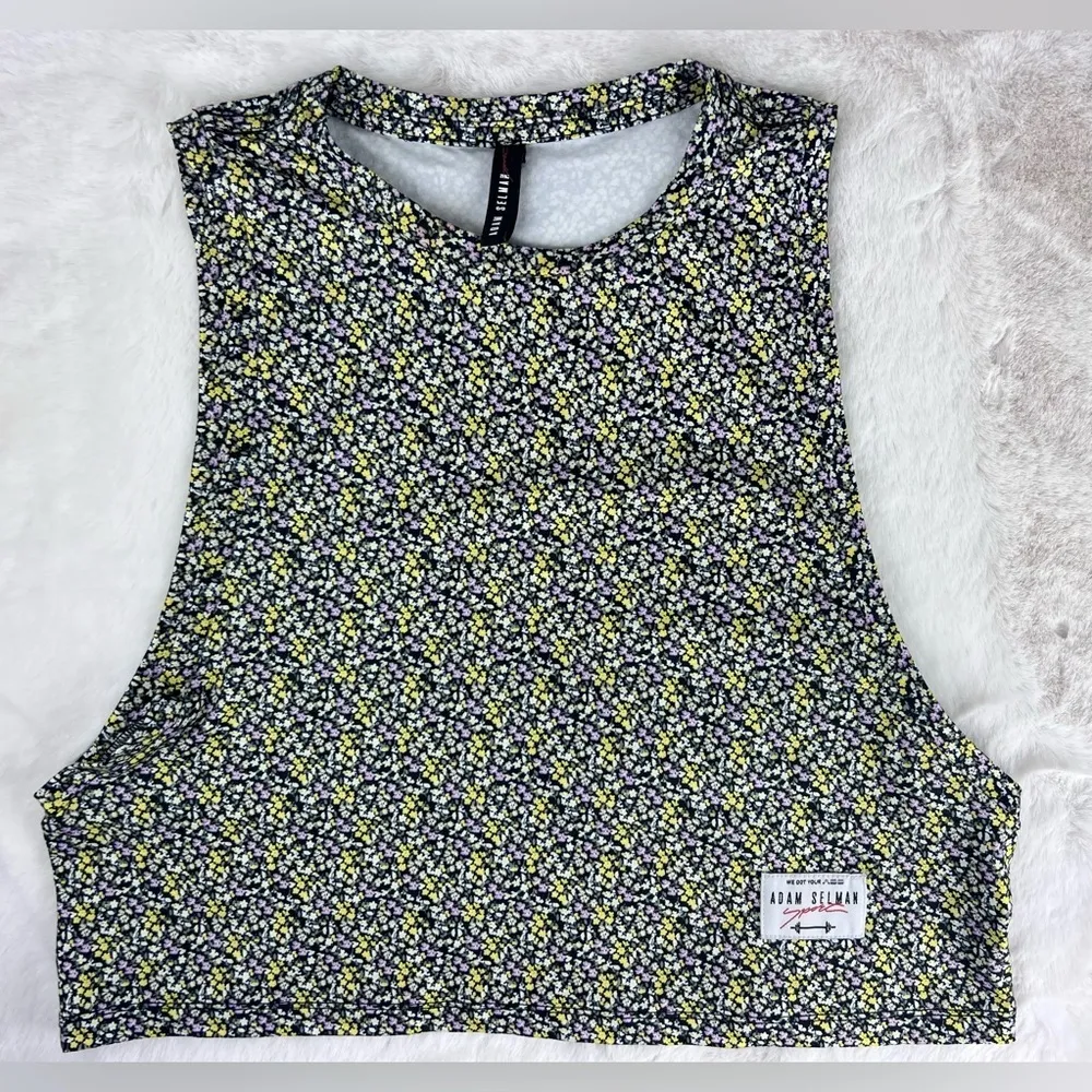 Adam Selman Sport Cropped Floral Print Tank Top size XS - Image 2