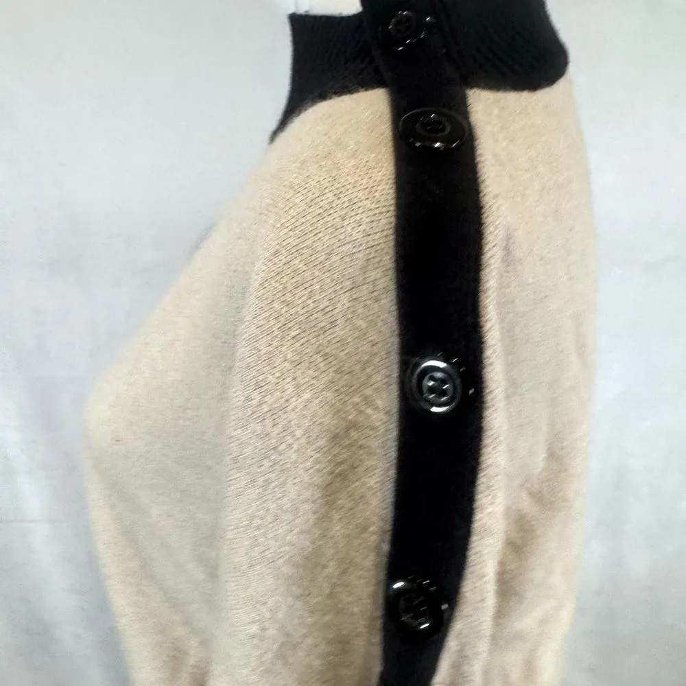 Cynthia Rowley black and cream color block button side sweater size XL - Image 3