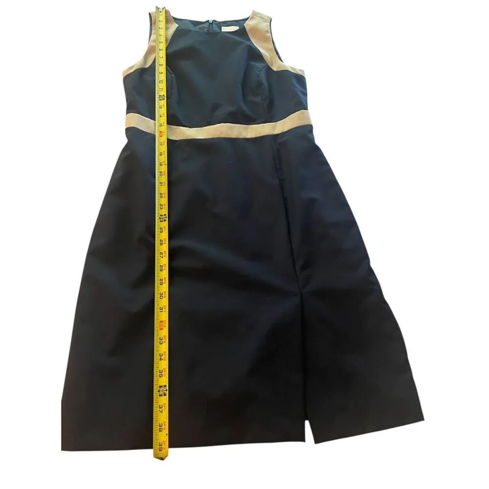 JCrew Suiting Color Block 100% Wool Sleeveless Sheath Dress Blue / Beige 12 - Image 7