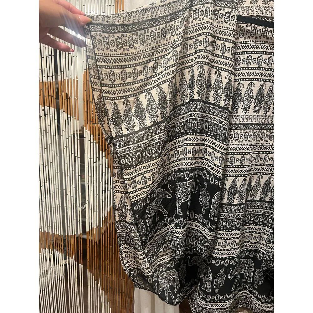 Boho Kimono Tribal Ethnic Coverup Black - Image 5