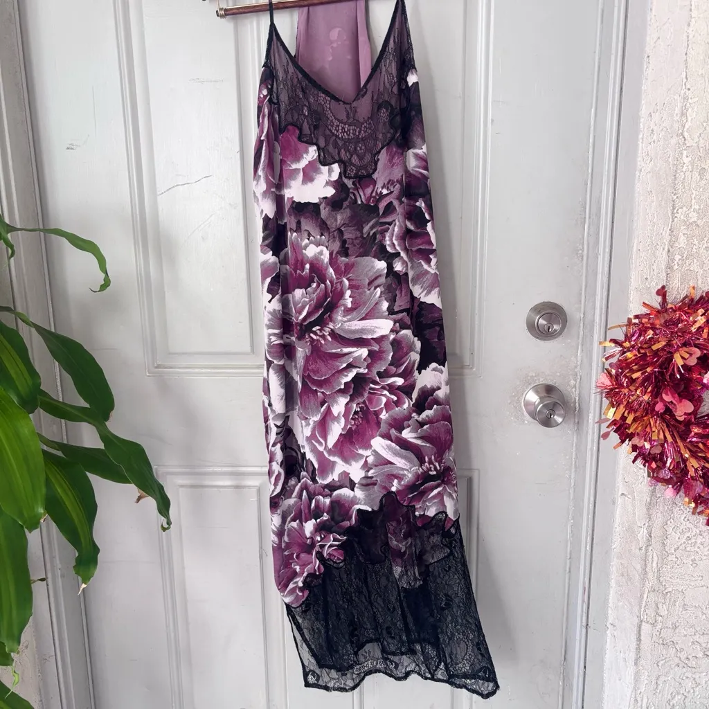 Guess LA Women’s Slip Dress Small Purple Floral Lace Midi Vintage Y2K 2000s Boho - Image 7