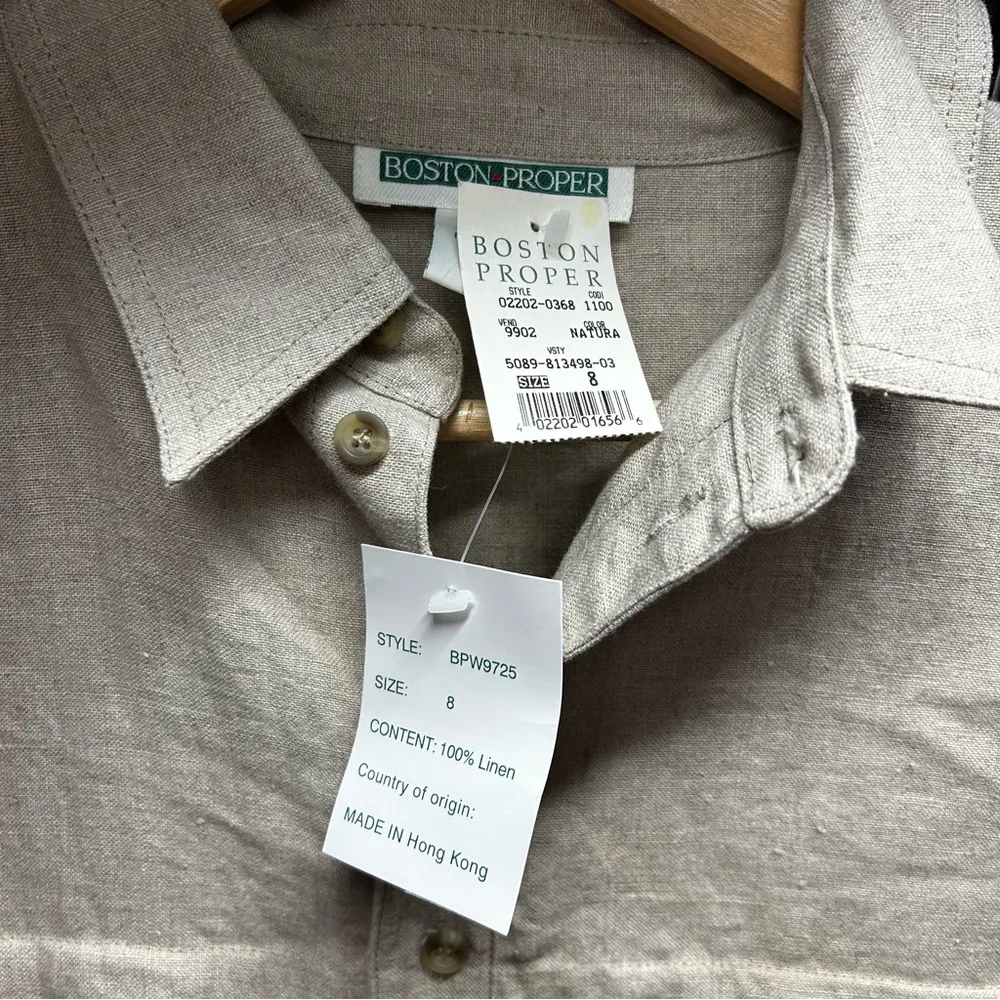Vintage NWT Boston Proper 100% Natural Linen Shirt Dress: SIZE 8 - Image 3