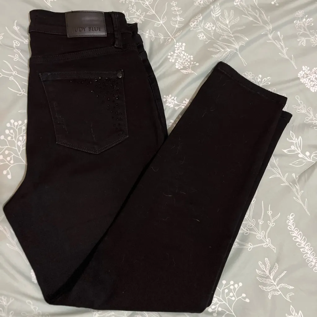 Judy Blue Black Jeans with black rhinestone detail Size 7 / 28 - Image 10