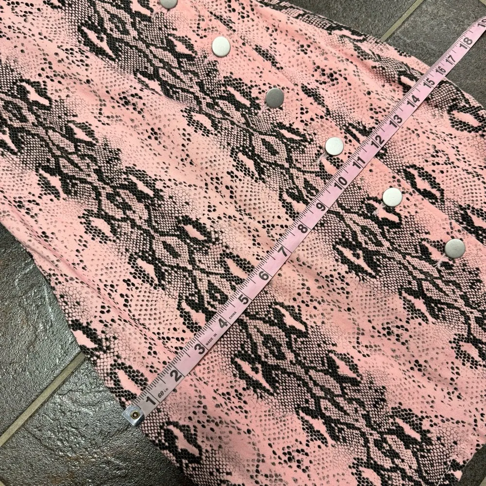 Superdown Kristie Denim Snake Mini Dress Asymmetrical Buttons Pink Medium M - Image 14