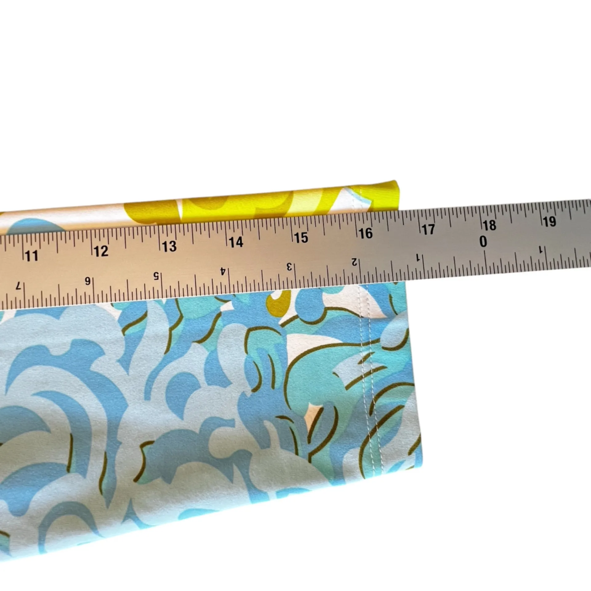 J. McLaughlin Teal and Lime Green Quarter Sleeve Ride Ruched Knee Length Dress S - Image 11