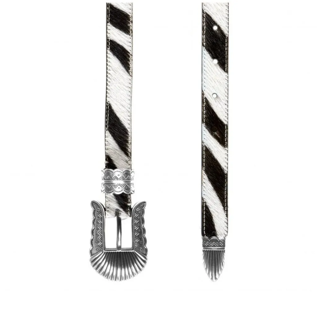 Kate Cate Thin Kim Pony Belt in 70 New with Box Womens Leather fur Black - Image 8