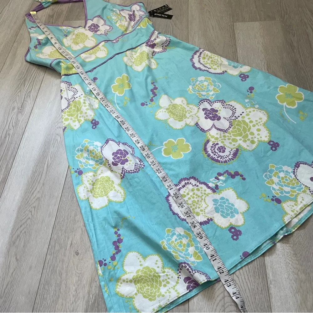 Y2K Halter Dress NWT cotton floral bright retro womens Blue (size 12) retro pop - Image 6
