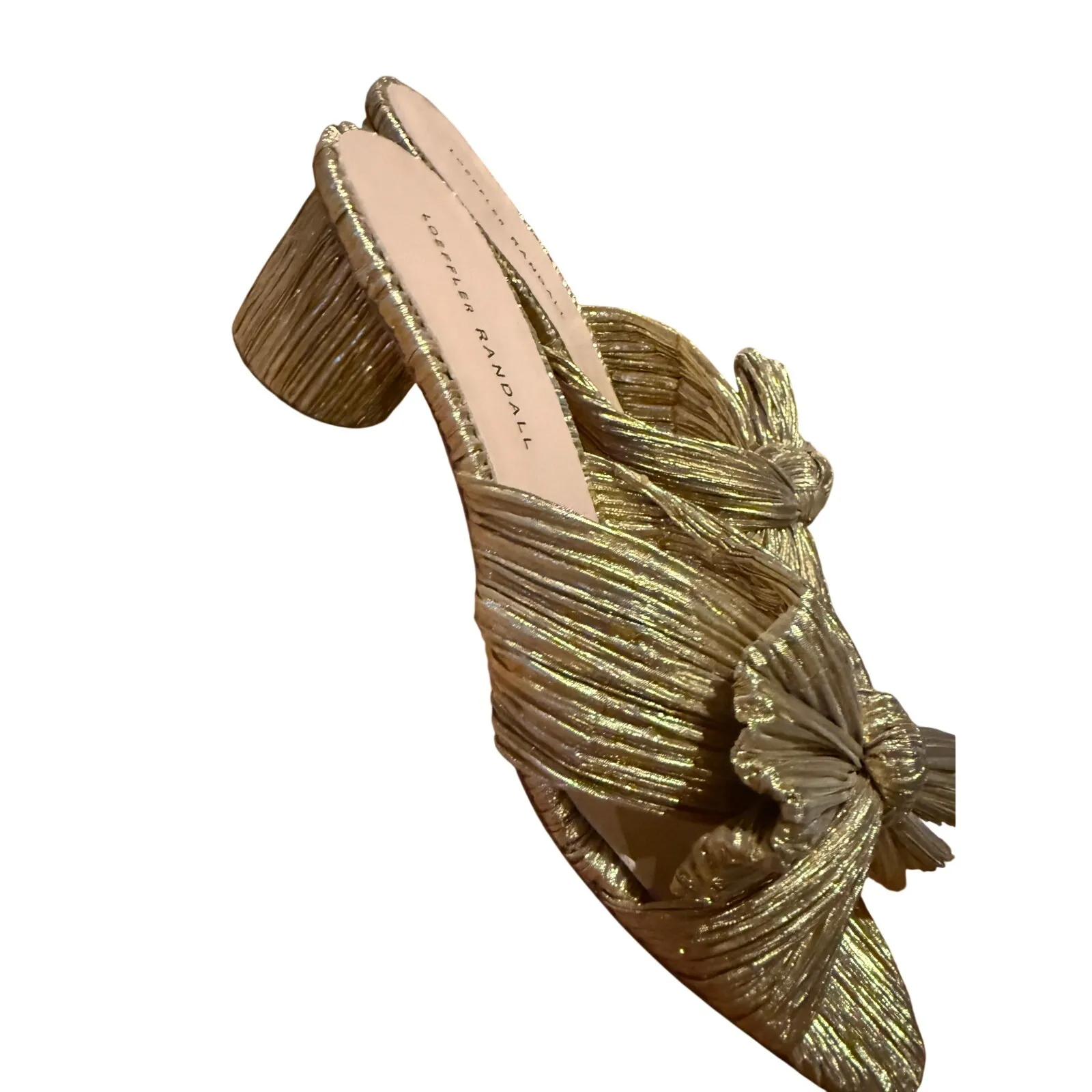 NWOT Loeffler Randall Emilia Gold Pleated Bow Heel Women’s Sz. 9.5 - Image 8