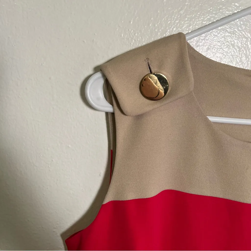 Calvin Klein Sleeveless Dress Tan Pink Black Colorblock 14 - Image 4