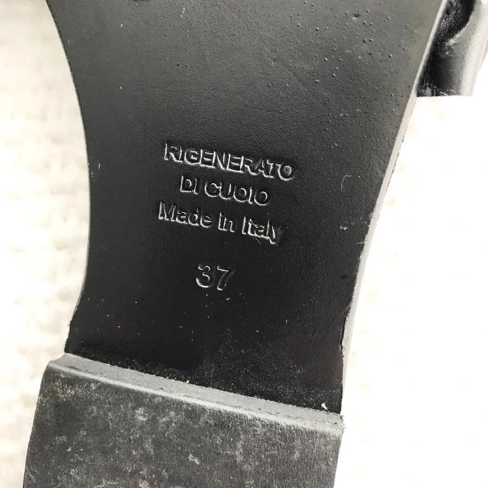 Rigenerato Victor Black Leather Ruffle Trim Simple Slide Slip On Sandals 37 Size 6 - Image 52