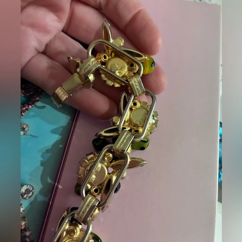 Juliana D & E Carmen Miranda book piece nugget bead bracelet Gold - Image 4