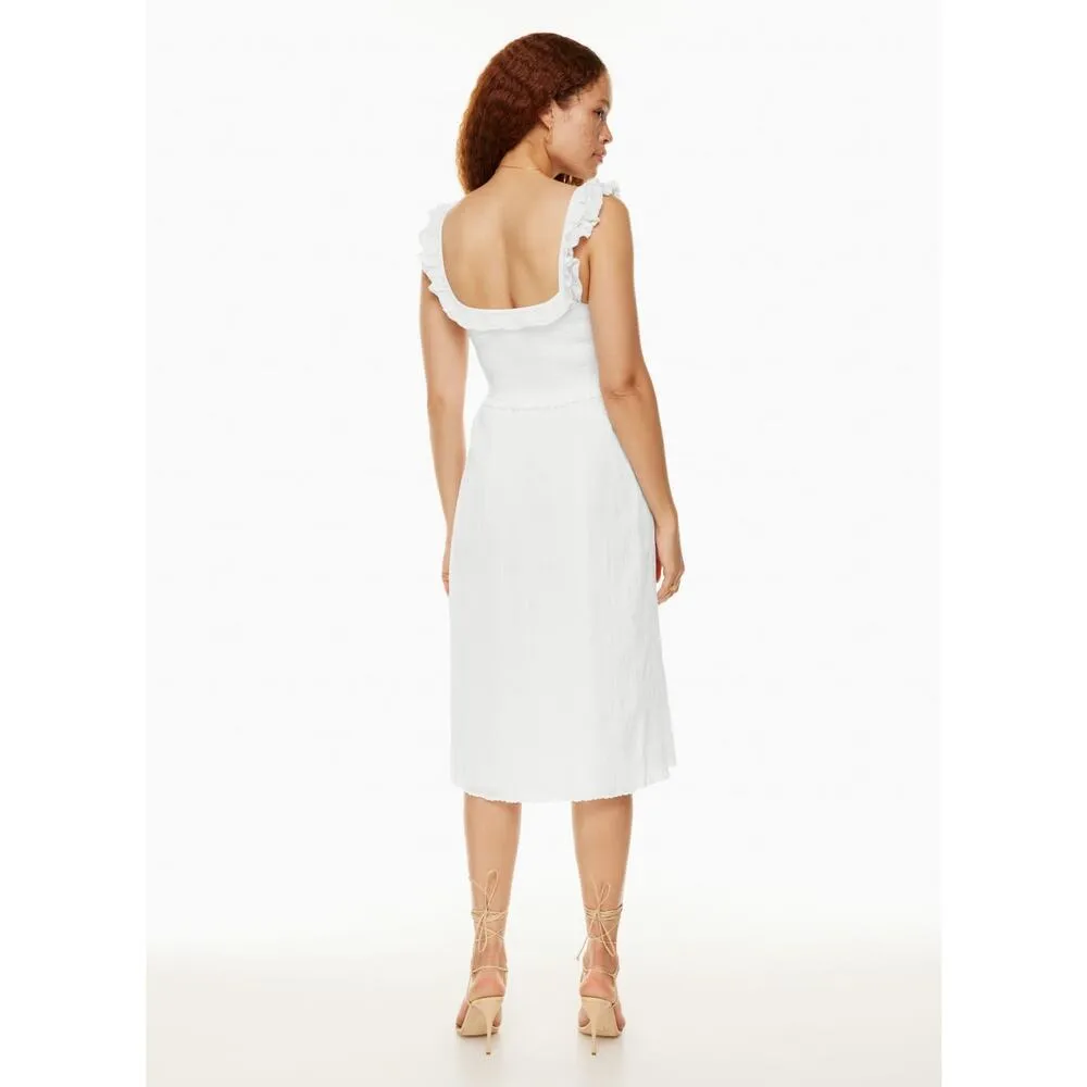 Aritzia Wilfred Reminisce White Sleeveless Smocked Camisole Midi A-Line Dress S - Image 4