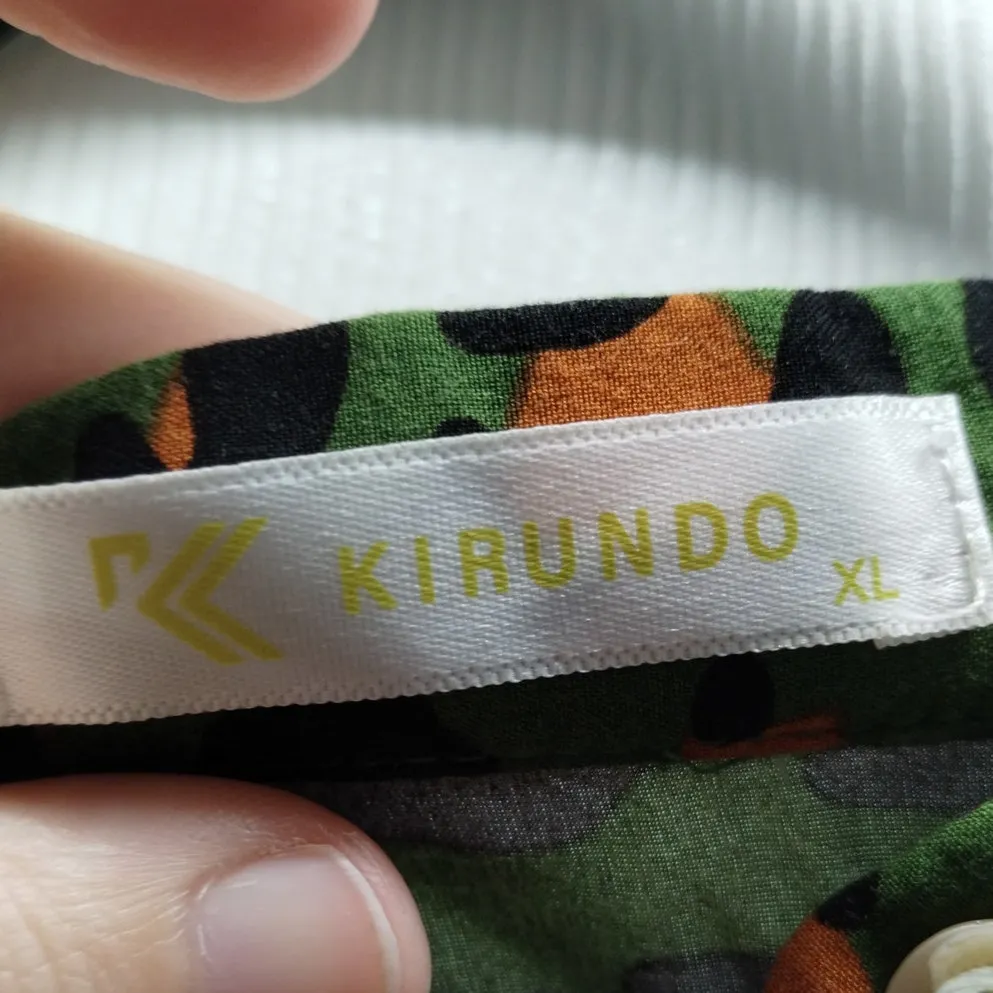 KIRUNDO Women's Size XL Green Orange Leopard Cheetah Long Sleeve Shirt Dress - Image 5