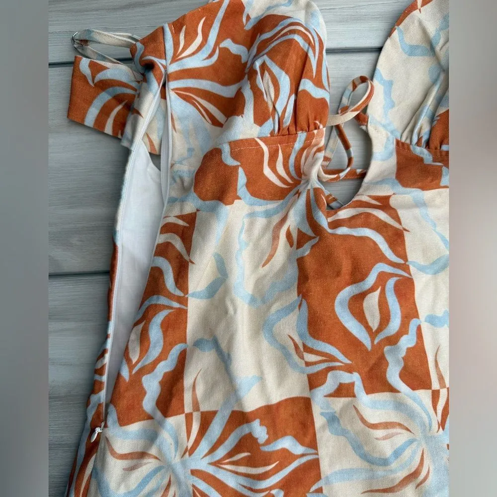 Peppermayo Flora Linen Maxi Dress Orange Size 4 NWT - Image 9