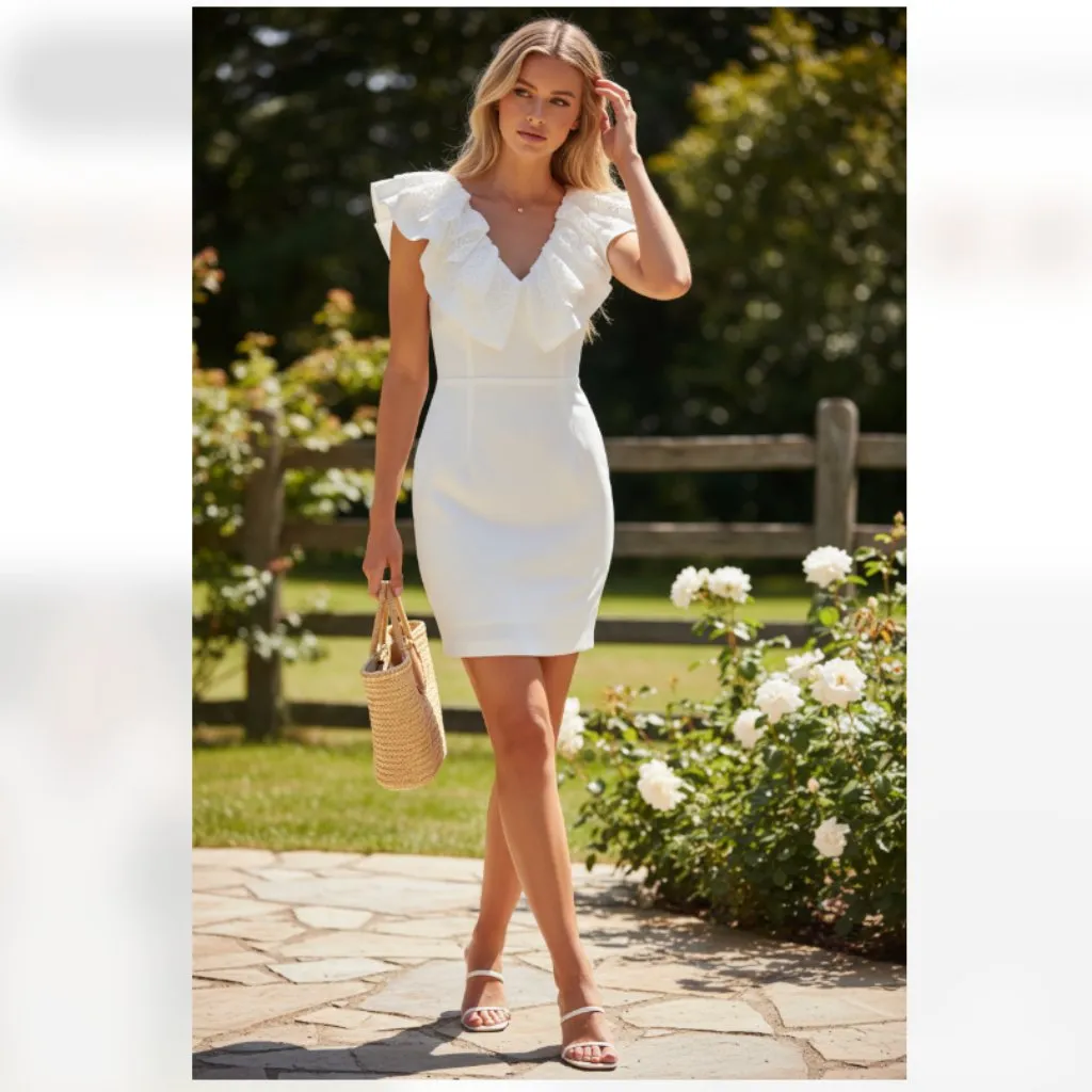 NWT ZARA RUFFLE DETAILING BLOGGERS FAV RIB WHITE DRESS BOHEMIAN - Image 2