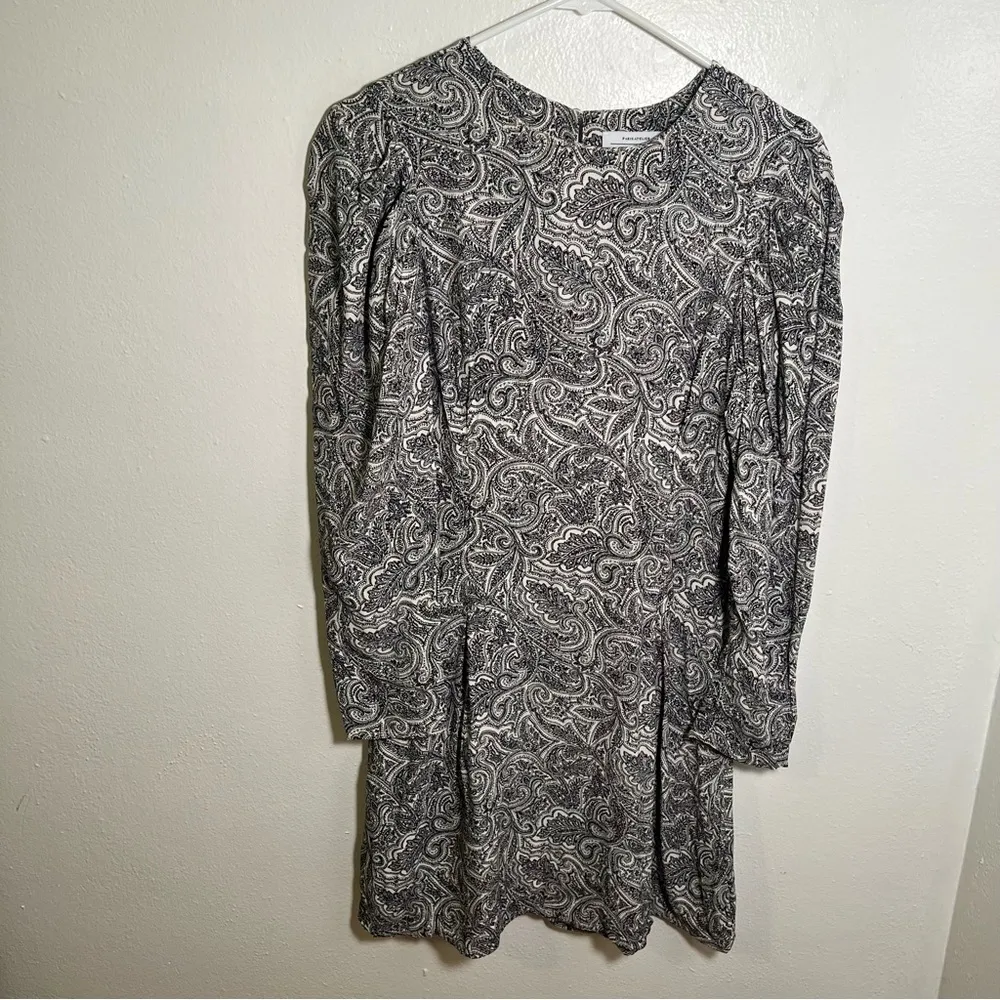 & Other Stories Paisley Puff Sleeve Mini dress White Black 6 - Image 4