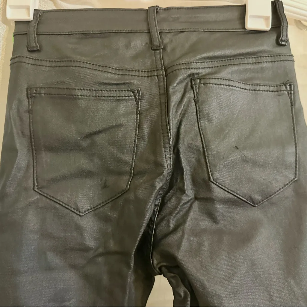 Edikted Luna Faux Leather Black Flare Pants Women’s Small - Image 8