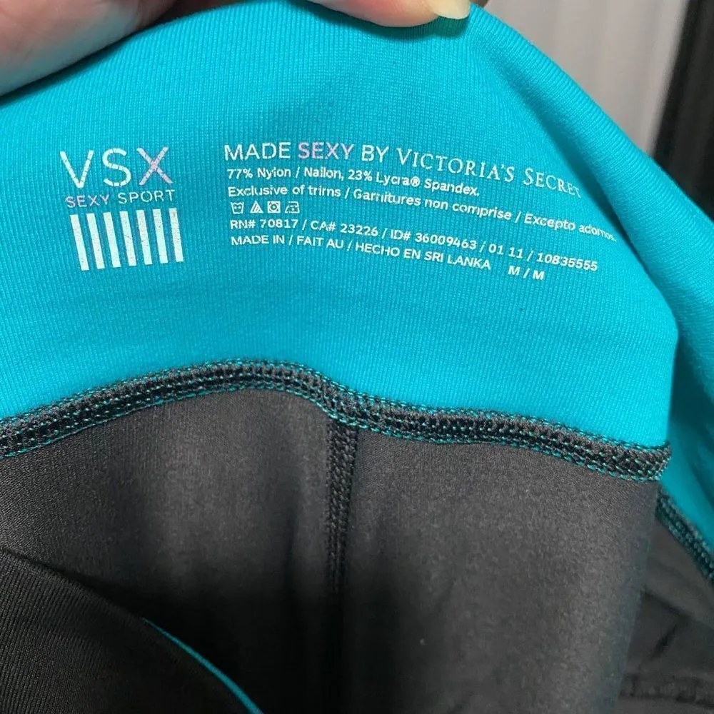 Victoria Secret sexy Black/Aqua yoga pants , flare bottoms - Image 5